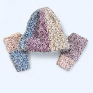 Multicolor Crochet Beanie and Glove Set